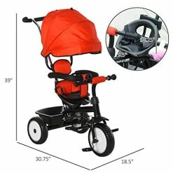 Cheap 🛒 Qaba Baby Tricycle 2 In 1 Trike With Adjustable Canopy Detachable Guardrail Belt For Age 6-60 Months, Red ✨ 12 Cheap 🛒 Qaba Baby Tricycle 2 In 1 Trike With Adjustable Canopy Detachable Guardrail Belt For Age 6-60 Months, Red ✨ -Kids' Tricycles Sales 51pNLu4FBzL