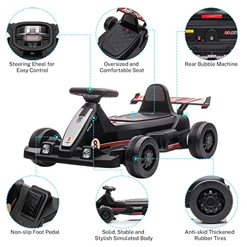 Flash Sale β¨ YOFE Electric Go Kart For Kids With Bubble Machine,25W 6V Battery Powered Pedal Go Kart With Horn, LED Lights For Age 2-5 Boys π§ Girls (Black) β 4 Flash Sale β¨ YOFE Electric Go Kart For Kids With Bubble Machine,25W 6V Battery Powered Pedal Go Kart With Horn, LED Lights For Age 2-5 Boys π§ Girls (Black) β - Image 4