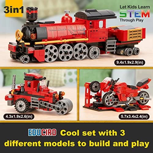 Brand new ๐ Duciro Train Sets For Boys Age 6-10, 3 In 1 City Building Kit Motorcycle Tractor Creative Educational ๐ Birthday Gift, Stem Projects Toys For Kids 6 7 8 9 10 Year Old, 305 Pieces Red B โ 2 Brand new ๐ Duciro Train Sets For Boys Age 6-10, 3 In 1 City Building Kit Motorcycle Tractor Creative Educational ๐ Birthday Gift, Stem Projects Toys For Kids 6 7 8 9 10 Year Old, 305 Pieces Red B โ - Image 2