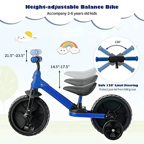 Discount ๐ BABY JOY 4 In 1 Toddler Tricycle, Kids Trike With Detachable Pedals & Training Wheels, Adjustable Handlebar & Seat, Baby Balance Bike For 2, 3, 4, 5, 6 Years Old Boys ๐ง Girls (Blue) ๐ฏ 4 Discount ๐ BABY JOY 4 In 1 Toddler Tricycle, Kids Trike With Detachable Pedals & Training Wheels, Adjustable Handlebar & Seat, Baby Balance Bike For 2, 3, 4, 5, 6 Years Old Boys ๐ง Girls (Blue) ๐ฏ - Image 4