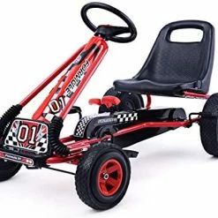 Best reviews of 🎉 Go Kart For Kids, 4 Wheel Off-Road Pedal Go Cart W/ Adjustable Seat, Steering Wheel, 2 Safety Brakes, EVA Rubber Tires, Ride-On Toys For Boys & 👧 Girls, Outdoor Racer Ride On Pedal Car (Blue) 💯 -Kids' Tricycles Sales 51vg JYNzWL. AC