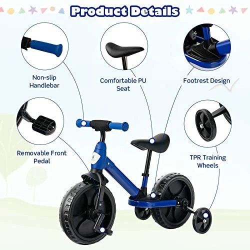 Discount ๐ BABY JOY 4 In 1 Toddler Tricycle, Kids Trike With Detachable Pedals & Training Wheels, Adjustable Handlebar & Seat, Baby Balance Bike For 2, 3, 4, 5, 6 Years Old Boys ๐ง Girls (Blue) ๐ฏ 3 Discount ๐ BABY JOY 4 In 1 Toddler Tricycle, Kids Trike With Detachable Pedals & Training Wheels, Adjustable Handlebar & Seat, Baby Balance Bike For 2, 3, 4, 5, 6 Years Old Boys ๐ง Girls (Blue) ๐ฏ - Image 3