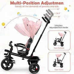 Best reviews of ❤️ BABY JOY Tricycle, 5 In 1 Toddler Bike W/ Removable Push Handle, Reversible Seat, EVA Wheel, Adjustable Canopy, Cup Holder & Storage, Ideal For Kids 1.5-5 Years Old, Tricycle For Toddler (Pink) 🥰 11 Best reviews of ❤️ BABY JOY Tricycle, 5 In 1 Toddler Bike W/ Removable Push Handle, Reversible Seat, EVA Wheel, Adjustable Canopy, Cup Holder & Storage, Ideal For Kids 1.5-5 Years Old, Tricycle For Toddler (Pink) 🥰 -Kids' Tricycles Sales 51x0VQYk2EL