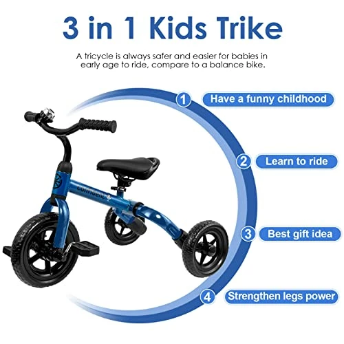 Best Sale โ๏ธ 3 In 1 Tricycle For Toddlers Age 2 3 4 Year Old, Folding Kids Bikes With Adjustable Seat And Removable Pedal, Ride-on Toys For Infant, Gift For Baby Boys ๐ง Girls ๐ฅณ Birthday Blue โจ 3 Best Sale โ๏ธ 3 In 1 Tricycle For Toddlers Age 2 3 4 Year Old, Folding Kids Bikes With Adjustable Seat And Removable Pedal, Ride-on Toys For Infant, Gift For Baby Boys ๐ง Girls ๐ฅณ Birthday Blue โจ - Image 3