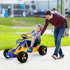 Flash Sale ⭐ HONEY JOY Pedal Go Kart, 4 Wheel Quad Ride On Pedal Car With Steering Wheels & 3 Position Adjustable Seat, Clutch, Outdoor Go Cart For Kids, Gift For Boys 👧 Girls (Yellow) 👏 -Kids' Tricycles Sales 51xyCI7xsRL