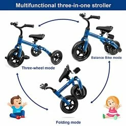 Cheap 👏 3 In 1 Toddler Tricycles For 2 - 4 Years Old Boys And 👧 Girls With Detachable Pedal And Bell | Foldable Baby Balance Bike Riding Toys For 24 Month Up Kids | Infant First 🎂 Birthday New Year Gift Blue 💯 -Kids' Tricycles Sales 51yOxet6XJS