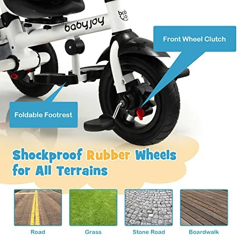 Brand new 🥰 Costzon Tricycle, 4 In 1 Toddler Bike W/Removable Push Handle, Bell, Rotatable Seat, EVA Wheel, Adjustable Canopy, Storage Basket, Trike For Kids 1-5 Years Old, Tricycle For Toddler Blue 🧨 6 Brand new 🥰 Costzon Tricycle, 4 In 1 Toddler Bike W/Removable Push Handle, Bell, Rotatable Seat, EVA Wheel, Adjustable Canopy, Storage Basket, Trike For Kids 1-5 Years Old, Tricycle For Toddler Blue 🧨 - Image 6