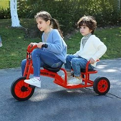 Brand new 🎉 YXWJ Preschool Kids Tricycle - For Two Riders Ages 3+ Double Seat Pedal Tricycle Kindergarten And Playground Learning Activity, Daycare And Classroom Outdoor Pla Red 5168 🔥 -Kids' Tricycles Sales 614jtwshKdL