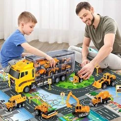 Outlet 🎁 Toddler Toys For 3 4 5 6 Years Old Boys, Die-cast Construction Toys Car Carrier Vehicle Toy Set W/ Play Mat, Kids Toys Truck Alloy Metal Car Toys Set For Age 3-9 Toddlers Kids Boys & 👧 Girls 🌟 -Kids' Tricycles Sales 61inBG0XWXL