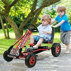 Budget ✨ GLACER Go Kart, Pedal Powered Ride On For Kids, 4 Wheels Outdoor Racer W/ 2-Position Adjustable Seat, Rubber Tires & Hand Brake, Ride On Toys For Boys & 👧 Girls (Red) 🔥 -Kids' Tricycles Sales 61qXG1ehL L. AC